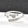 Heart 925 Sterling Silver Cubic Zirconia Cuff Rings for Women RJEW-S631-03P-1