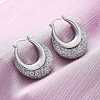 Brass Clear Cubic Zirconia Hoop Earrings EJEW-R025-36P-1