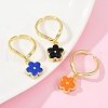 Brass Enamel Adjustable Open Cuff Rings for Women RJEW-U057-11G-2