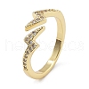 Rack Plating Brass Micro Pave Clear Cubic Zirconia Cuff Finger Rings for Women RJEW-M028-48G-2