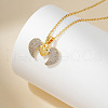 Elegant Fashion Brass Inlaid Cubic Zirconia Heart Wing Two-tone Necklace SS1837-4