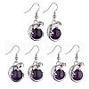 Natural Amethyst Chameleon Dangle Earrings with Crystal Rhinestone EJEW-A092-10P-07-1