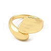 Leaf Shape Rack Plating Brass Open Cuff Rings RJEW-G294-02G-2