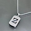 Rectangle with Laser Cut Letter 201 Stainless Steel Initial Pendant Necklaces WGA5E8C-26-1