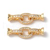 Rack Plating Brass Pave Clear Cubic Zirconia Fold Over Clasps KK-M264-14G-1