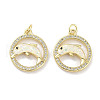Brass Micro Pave Clear Cubic Zirconia Pendants KK-L213-025G-1