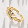 Brass Micro Pave Cubic Zirconia Cuff Finger Rings RJEW-C120-25G-02-3