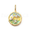 Brass Micro Pave Cubic Zirconia & Enamel Pendants KK-R222-15G-01-1