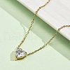 304 Stainless Steel Crystal Cubic Zirconia Heart Pendant Necklaces for Women NJEW-Z064-03G-2