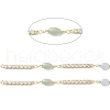 Brass Cubic Zirconia Link Chains with Natural Morganite Beads CHS-P016-37G-01-2