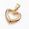 304 Stainless Steel Open Heart Pendants STAS-H372-23G-2