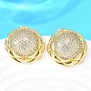 Brass Clear Cubic Zirconia Flat Round Stud Earrings EJEW-C147-06G-1