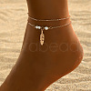 Bohemian Style Feather Alloy Charm Double Layer Anklets WGAB48A-01-1
