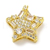 Rack Plating Brass Micro Pave Clear Cubic Zirconia Slide Charms ZIRC-I065-01A-G-1