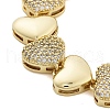 Rack Plating Brass Micro Pave Cubic Zirconia Heart Link Chain Bracelets for Women BJEW-B109-01G-04-2