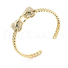 Cubic Zirconia Leopard Open Cuff Bangle BJEW-A123-26G-3