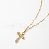 Simple and Elegant Brass Micro Pave Cubic Zirconia Cross Pendant Necklaces for Women JS5117-1-4