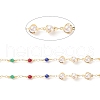 CCB Plastic Pearl & Glass Bicone Beaded Chains CHC-P009-35G-2