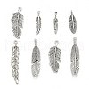 Antique Silver Mixed Feather Tibetan Style Alloy Pendants TIBEP-MSMC021-31AS-1