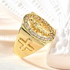 Adjustable Brass Micro Pave Cubic Zirconia Cuff Rings for Women RJEW-F181-05G-4