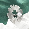 Brass with ABS Plastic Pearl Cuff Rings for Women RJEW-M075-01P-1