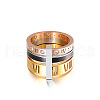 Roman Numerals 304 Stainless Steel & Crystal Rhinestone & Natural Shell Finger Rings FS-WGD9A22-38-2