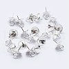 925 Sterling Silver Cup Pearl Bail Pin Pendants STER-F036-04S-4mm-1