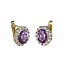 Brass Cubic Zirconia Hoop Earrings WGD6818-02-2