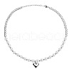 Hip-Hop Style 304 Stainless Steel & Plastic Pearl Heart Pendant Necklaces FS-WGD9F57-01-4