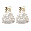Round Brass Shell Pearl Hoop Earrings EJEW-TA00619-2