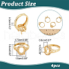  4Pcs Adjustable Brass Micro Pave Clear Cubic Zirconia Finger Ring Components ZIRC-NB0002-05G-2