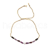 Faceted Round Natural Grey Agate & Red Agate & Amethyst Braided Bead Bracelets BJEW-F493-09G-03-2