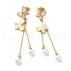 Ion Plating(IP) 304 Stainless Steel Butterfly Dangle Stud Earrings STAS-D089-14G-1
