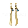 Rhinestone Long Dangle Stud Earrings EJEW-Z025-01G-1