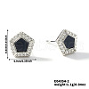 Brass Clear Cubic Zirconia Pentagon Stud Earrings TR5143-2-1