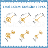 Unicraftale 30Pcs 3 Style 304 Stainless Steel Stud Earring Findings STAS-UN0022-73-3