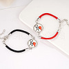 2Pcs Luminous Alloy Glass Flat Round Link Bracelets WG46F56-02-2