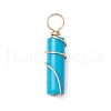 Dyed Synthetic Imperial Jasper Copper Wire Wrapped Pendants PALLOY-JF03457-01-3