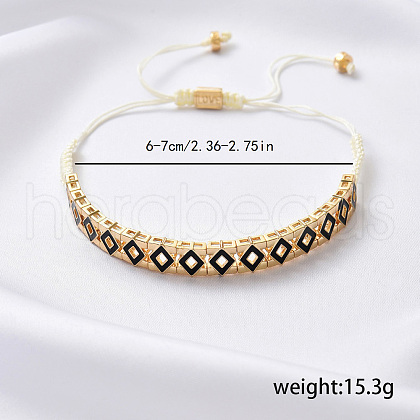 Romanesque Style Brass Enamel Beads Braided Bead Bracelets JG2423-4-1