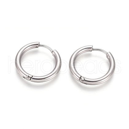 Tarnish Resistant 202 Stainless Steel Huggie Hoop Earrings A-EJEW-F111B-19mm-P-1