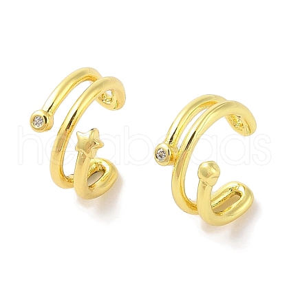Brass Micro Pave Clear Cubic Zirconia Cuff Earrings for Women EJEW-I305-38G-1