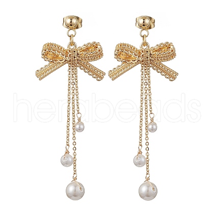 Mother's Day Jewellery Brass Bowknot Dangle Stud Earrings EJEW-TA00402-1