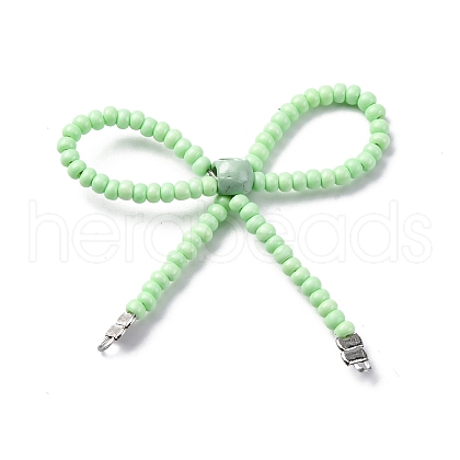 Alloy & Glass Seed Beads Bowknot Chandelier Component Links PALLOY-D359-03F-1