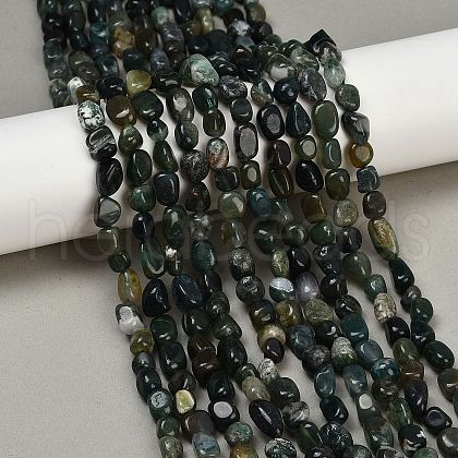 Natural Moss Agate Beads Strands G-Q060-D10-1