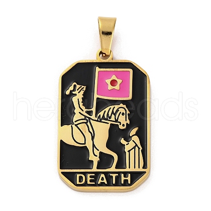 Ion Plating(IP) 304 Stainless Steel Enamel Pendants STAS-Q003-01G-023-1
