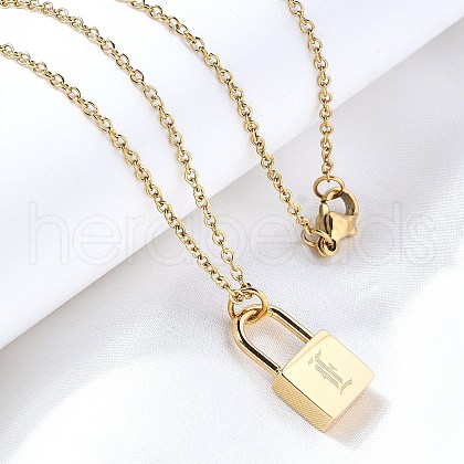 304 Stainless Steel Rolo Chain Pendant Necklaces NJEW-S444-01G-05-1
