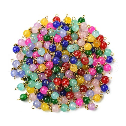 HOBBIESAY 200Pcs Imitation Jade Round Glass Beads Charms FIND-HY0001-25-1