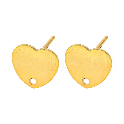 Heart Shape 201 Stainless Steel Stud Earrings Findings STAS-Q251-05G-1