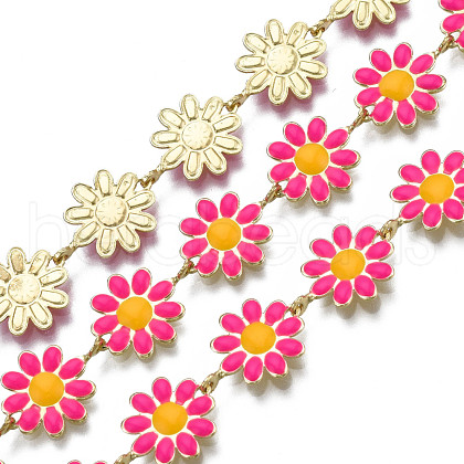 Brass Flower Link Chains CHC-N018-098E-1