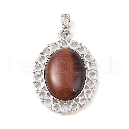 Dyed & Heated Natural Red Tiger Eye Pendants G-A226-03P-01-1